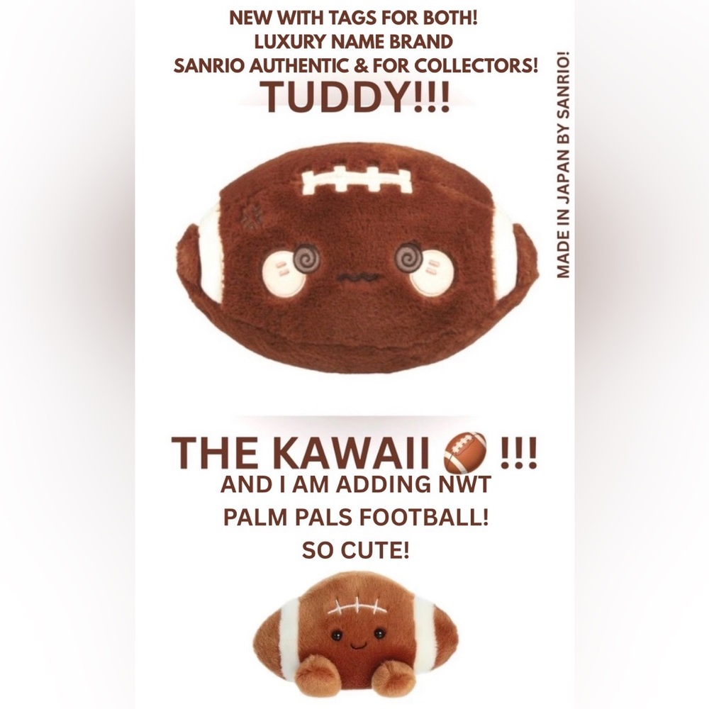 NWT! HONEYMARU KAWAII OUCH TUDDIE THE FOOTBALL! HIGH QUALITY! MADE IN JAPAN!